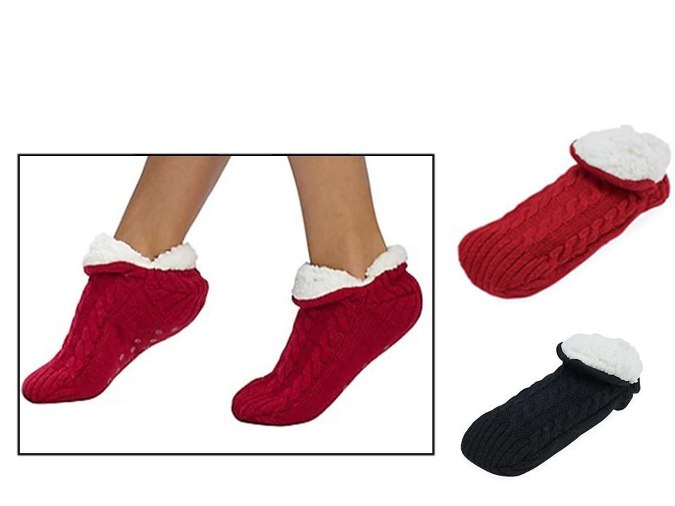 Ladies Sherpa Short Socks with Grippers-0