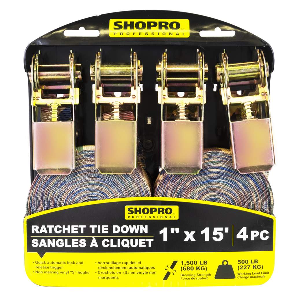 ShopPro Ratchet Straps - Camo ~ 1" x 15' ~ 4 per pack-0
