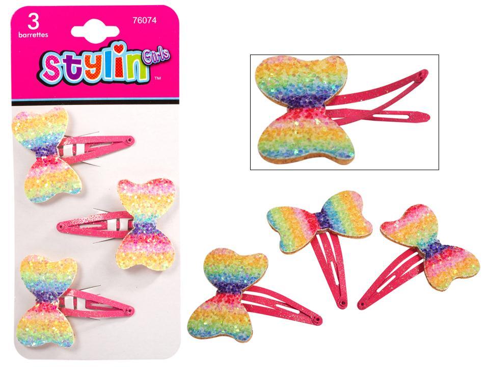Stylin Girls Rainbow Butterfly Snap Barrette ~ 3 per pack-0
