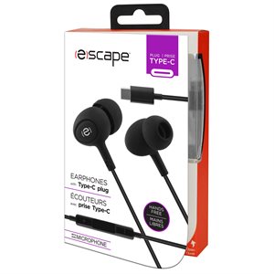 ESCAPE Hands-Free Earphones with Type-C Plug ~ Black-0
