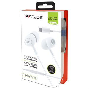 ESCAPE Hands-Free Earphones with Lightning Plug ~ White-0