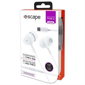ESCAPE Hands-Free Earphones with Type-C Plug ~ White-0