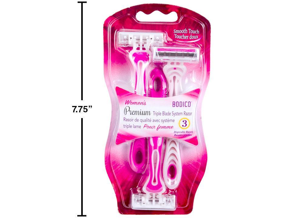Bodico Ladies Triple Blade Disposable Razors ~ 3 per pack-0