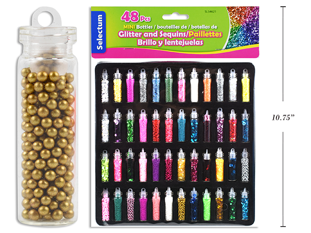 Selectum Mini Bottles of Glitter & Sequins ~ 48 pieces-0
