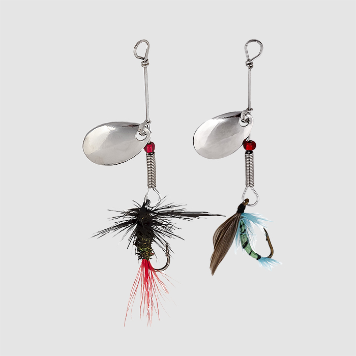 Lucky Strike Nickel Single Spinner with Fly ~ 2 per card-0