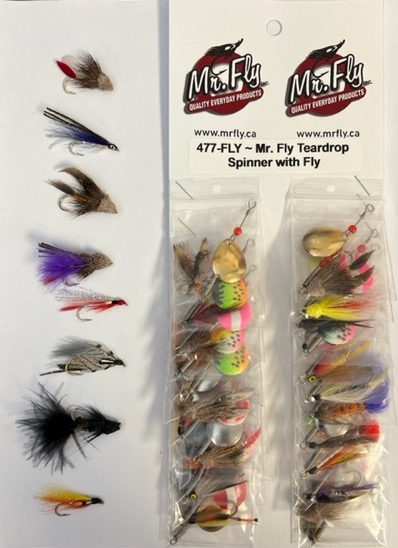 Mr Fly Teardrop Spinners with Fly ~ 24 per card-0