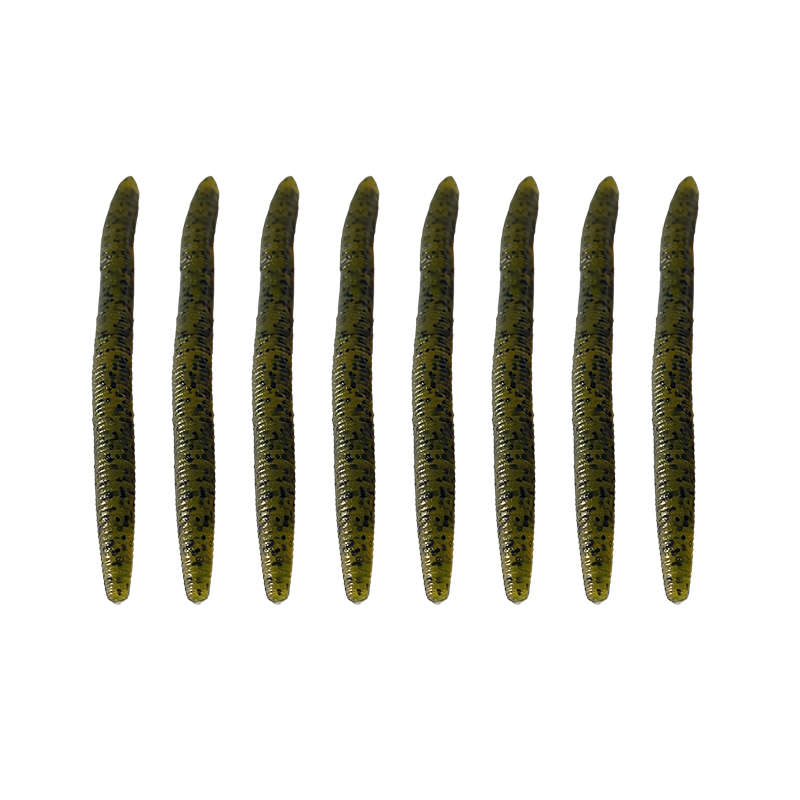 Lucky Strike 5" Stick Bait - 8 per pack ~ Green Pumpkin Black Speck-0