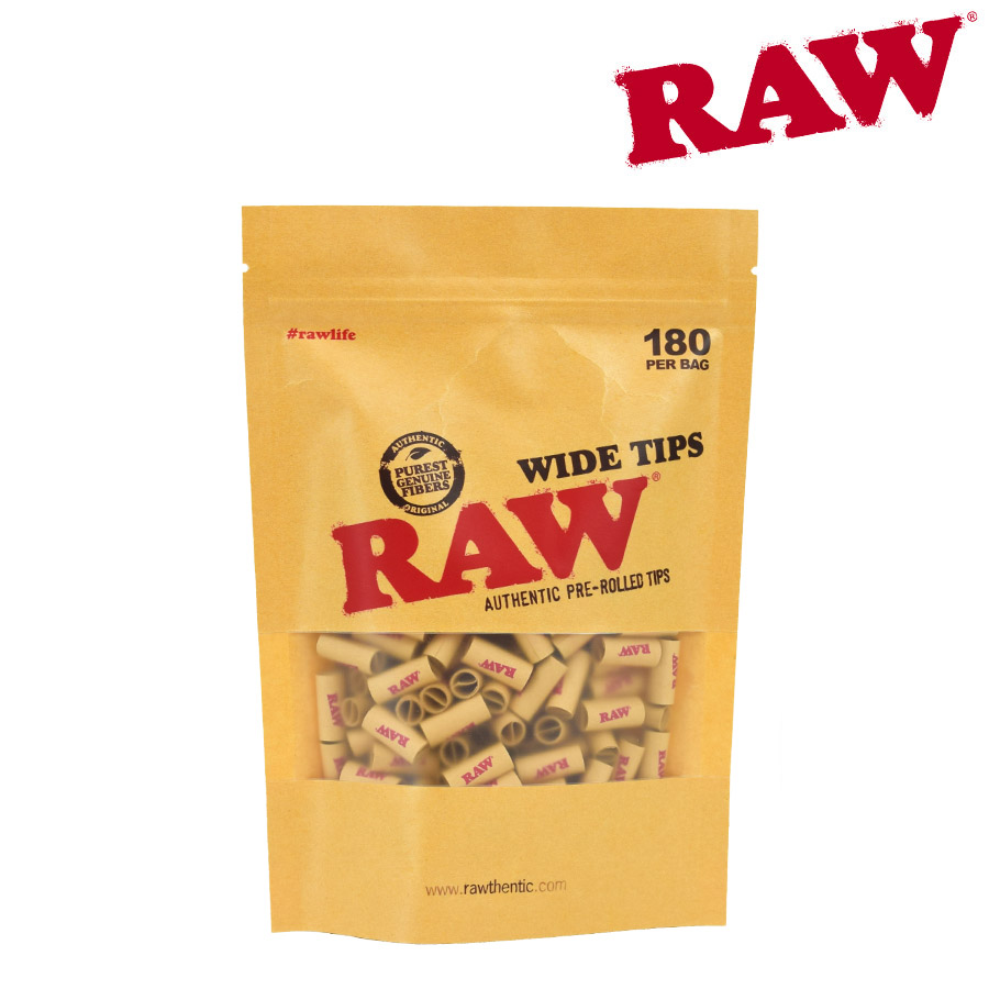 RAW Wide Pre-Rolled Unbleached Tips ~ 180 per bag-0