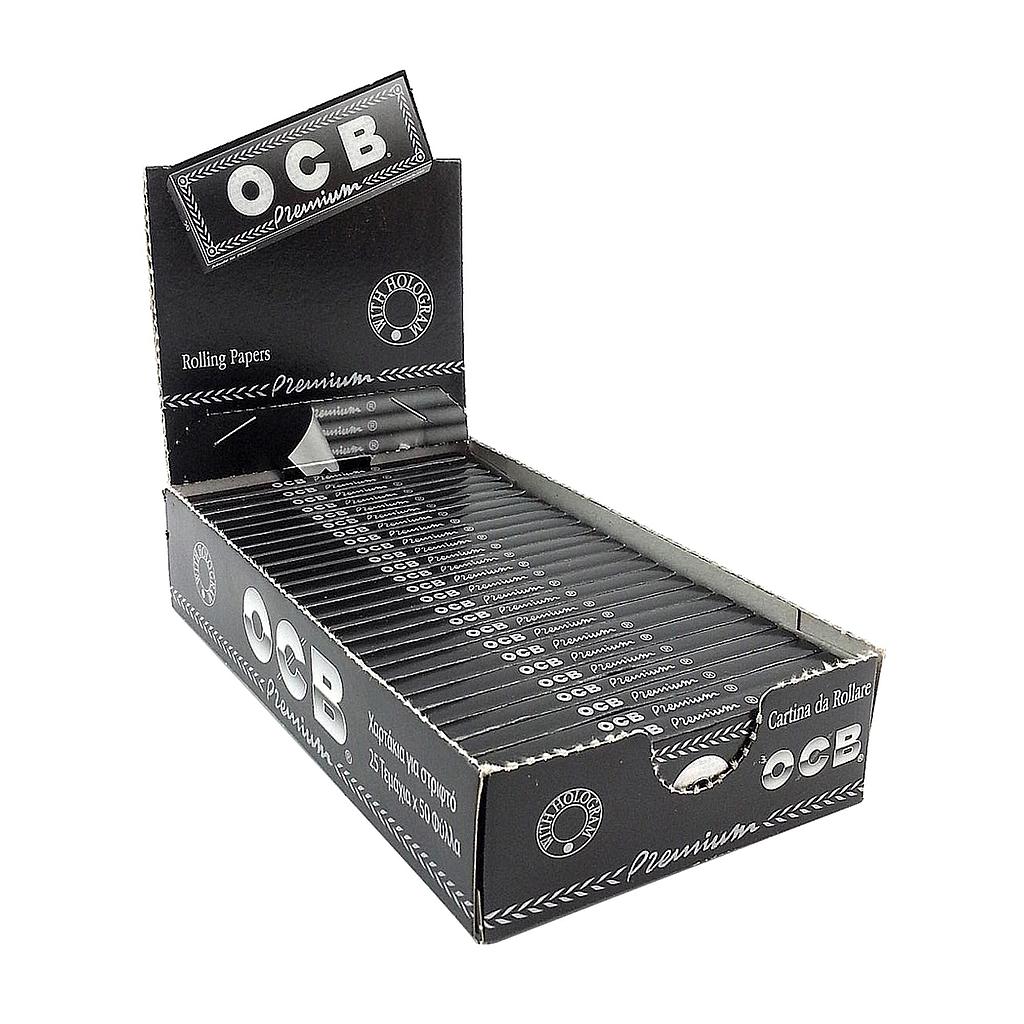 OCB Black Premium 1-1/4" Papers - 50/pack ~ 25 packs per box-0