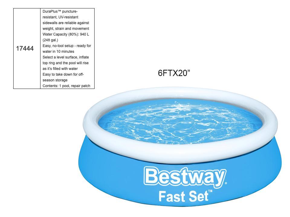 Fast Set Inflatable Pool ~ 6' Diameter x 20" High {57392}-0