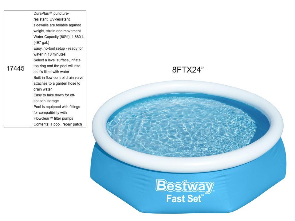 Fast Set Inflatable Pool ~ 8' Diameter x 24" High {57447}-0