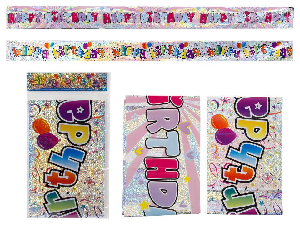 Let's Party Foil Banner - 8.5' x 8" - "Happy Birthday" ~ 2 Assorted-0