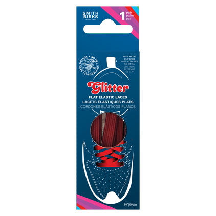 Smith Birks 39" Flat Elastic - No Tie Shoe Laces - 1/pair ~ RED-0