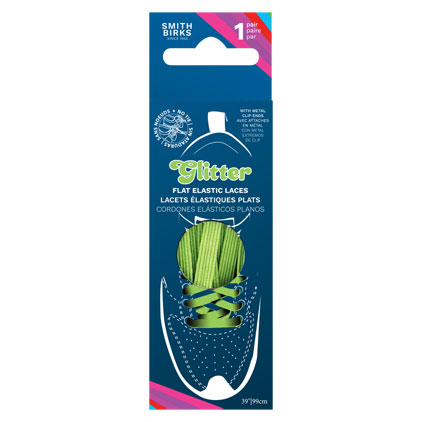 Smith Birks 39" Flat Elastic - No Tie Shoe Laces - 1/pair ~ LIME-0