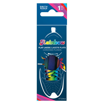 Smith Birks 47" Flat Shoe Laces - 1/pair ~ RAINBOW-0