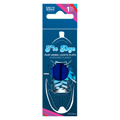 Smith Birks 43" Flat Shoe Laces - 1/pair ~ TIE DYE TURQUOISE-0