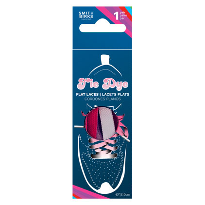 Smith Birks 43" Flat Shoe Laces - 1/pair ~ TIE DYE HOT PINK-0