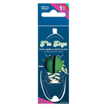 Smith Birks 43" Flat Shoe Laces - 1/pair ~ TIE DYE LIME GREEN-0