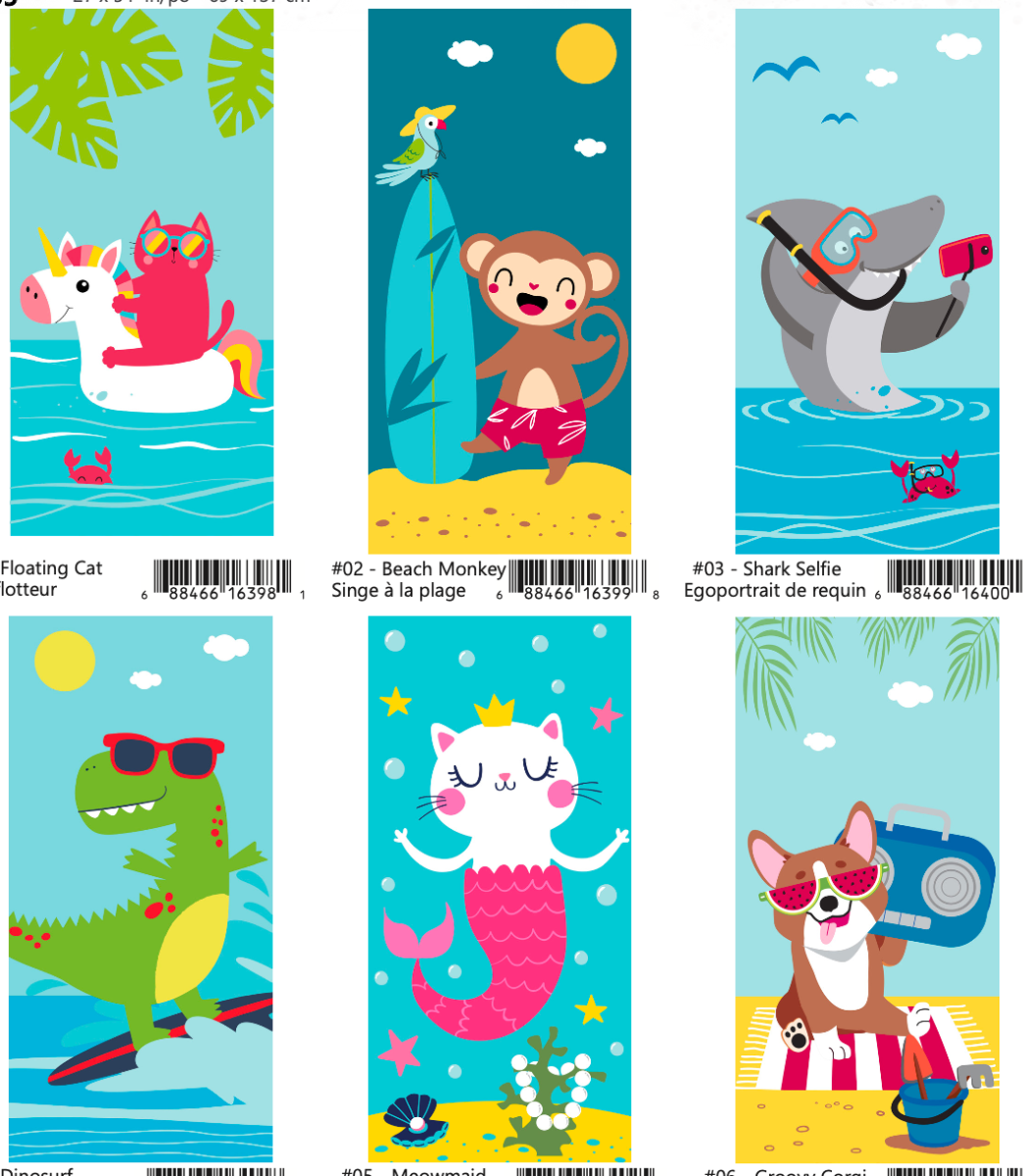 Kid's Microfibre Printed Beach Towel ~ 27" x 54"-0