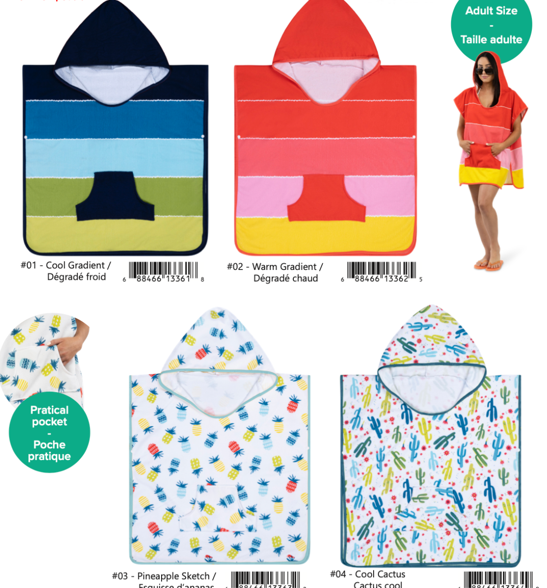 Adult Printed Beach Poncho with Pockets-0