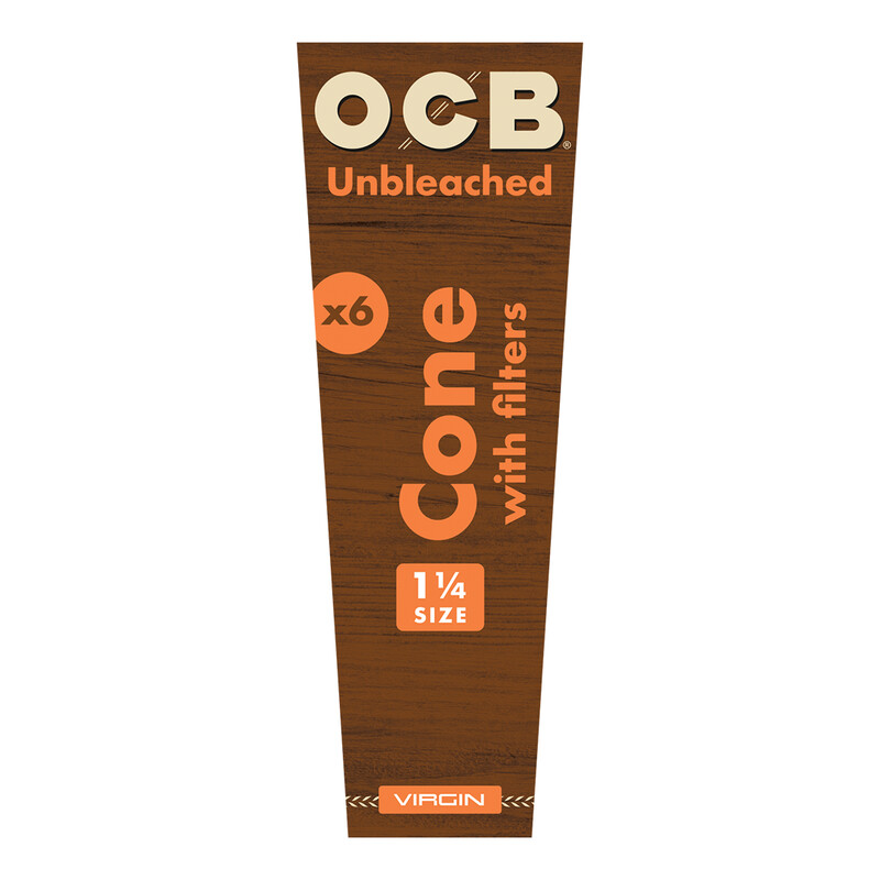 OCB Unbleached Cones with Filter - 1-1/4 - 6/pack ~ 32 pack/display-0