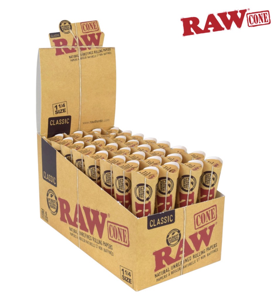 RAW Classic Cones 1-1/4 - 6/pack ~ 32 packs per box-0