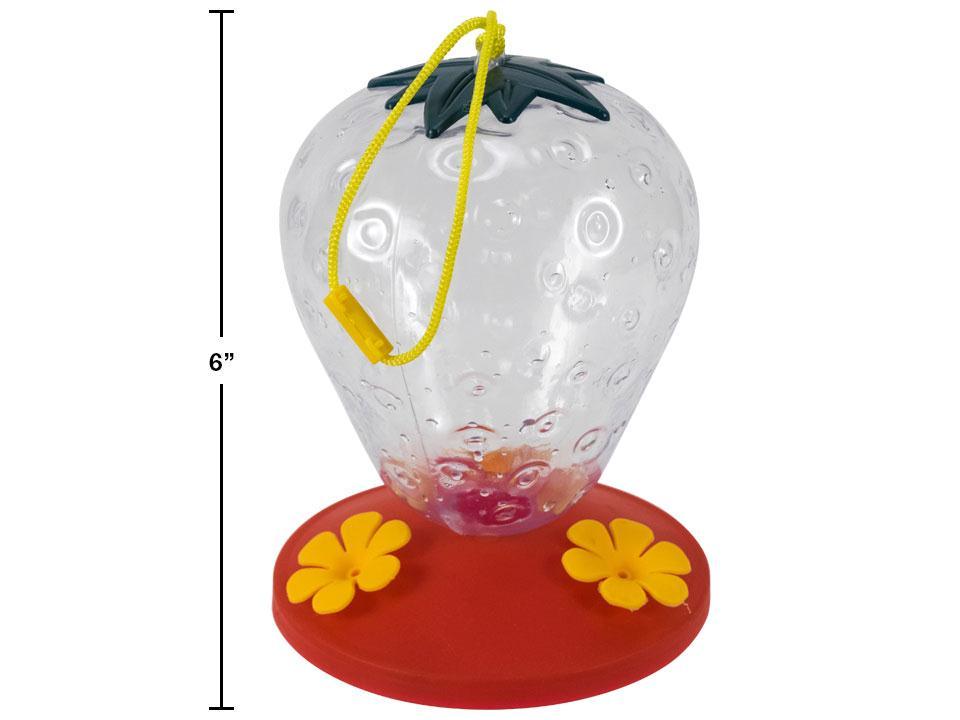 Plastic Strawberry Design Hummingbird Feeder - 6"-0