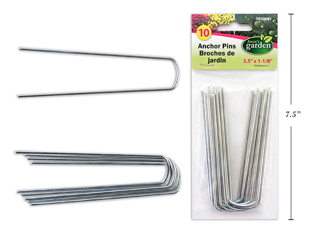 Garden Anchor Pins (Lawn Staples) - 5-7/8" x 1.5" ~ 10 per pack-0