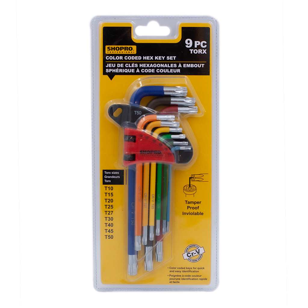 ShopPro Torx Color Coded Long Hex Keys ~ 9 piece set-0