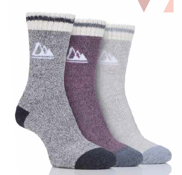 Storm Valley Ladies Performace Polyester Marl Boot Sock - Slate/Cream ~ 3 pairs/pack-0