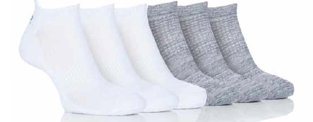 Storm Valley Men's Performance Polyester Trainer Sport Socks - White/Grey ~ 6 pairs/pack-0