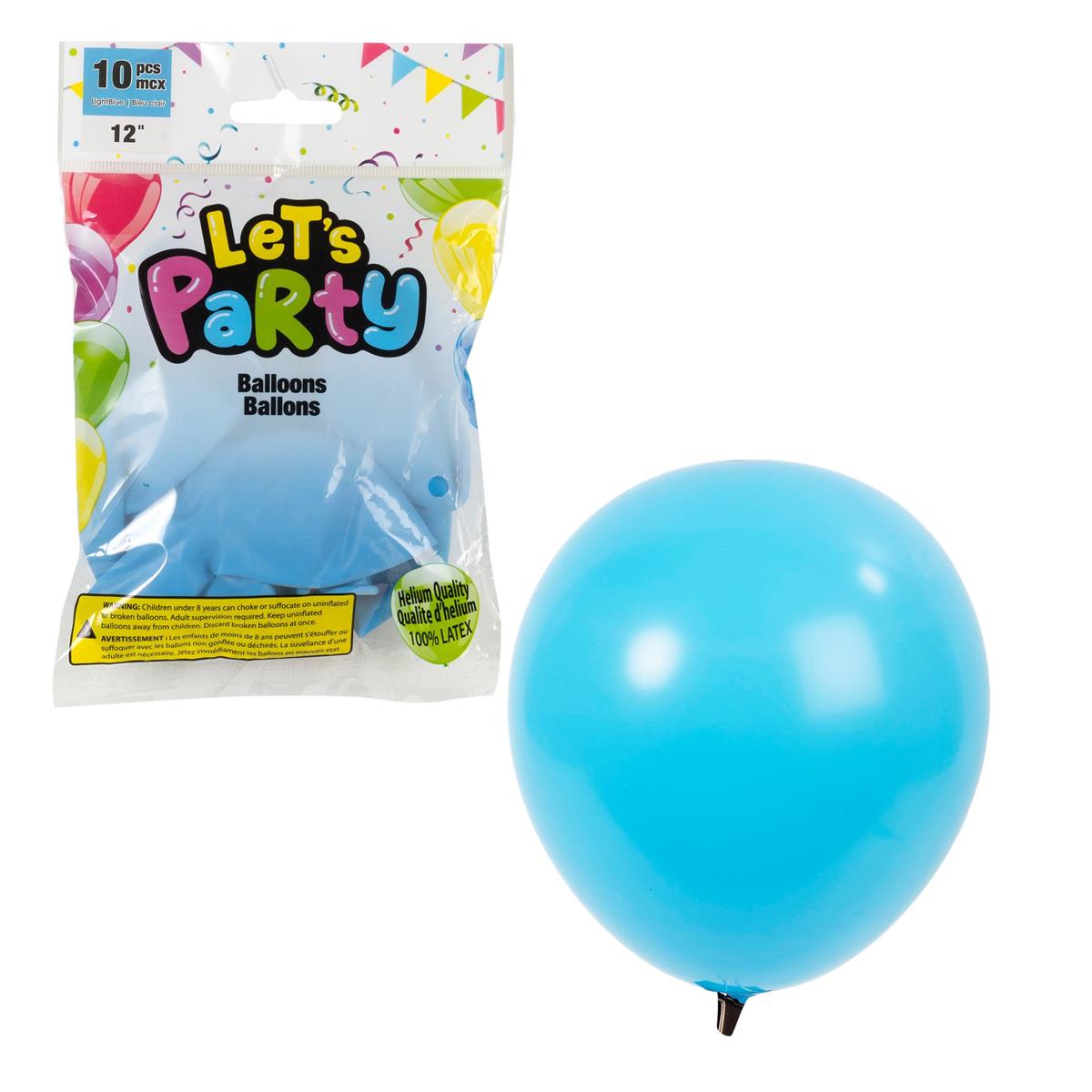 Let's Party 12" Round Balloons - Light Blue ~ 10 per pack-0