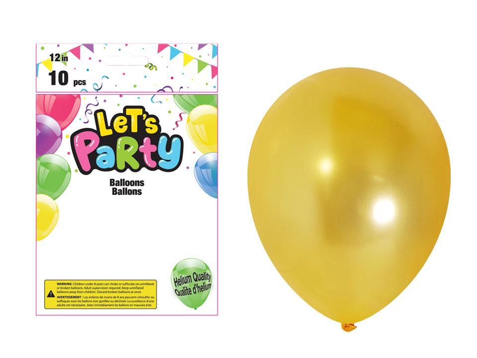 Let's Party 12" Round Balloons - Metallic Gold ~ 10 per pack-0