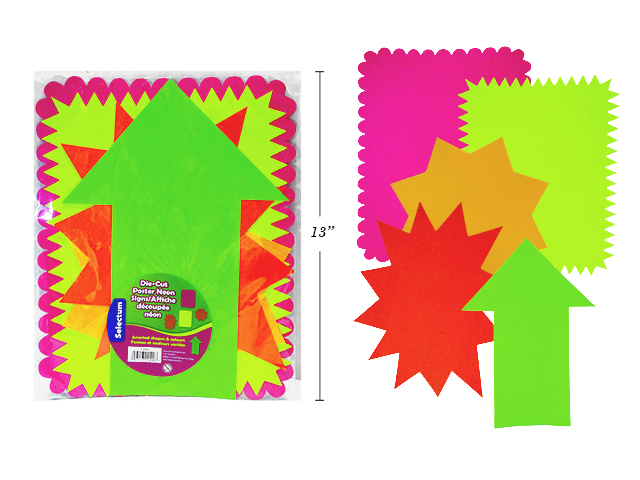 Selectum Die Cut Poster Board Neon Shapes - 11" x 14" ~ 5 per pack-0