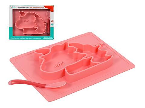 Tootsie Baby Silicone Sectioned Unicorn Plate with Spoon-0