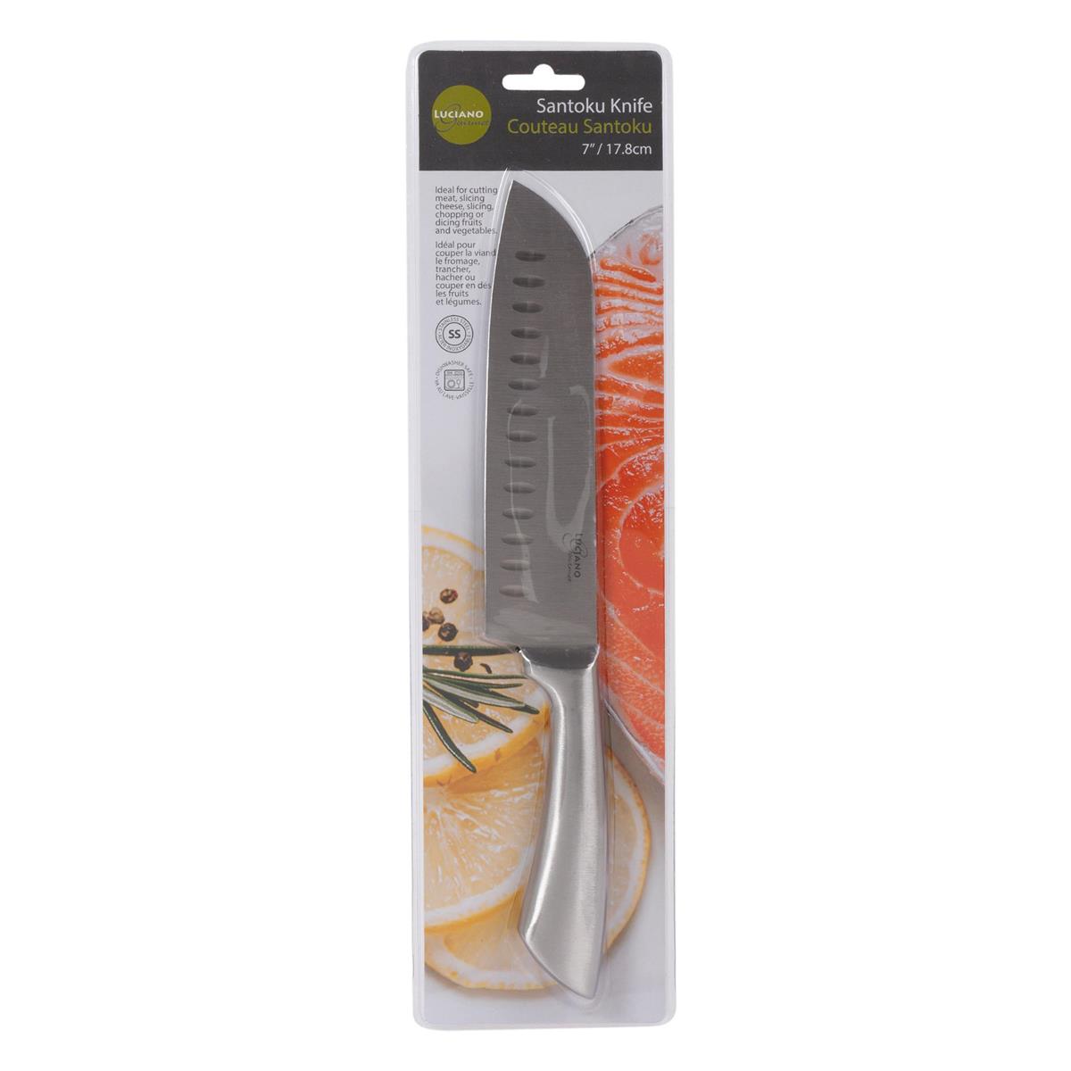 Luciano Stainless Steel Santoku Knife - 7" -0