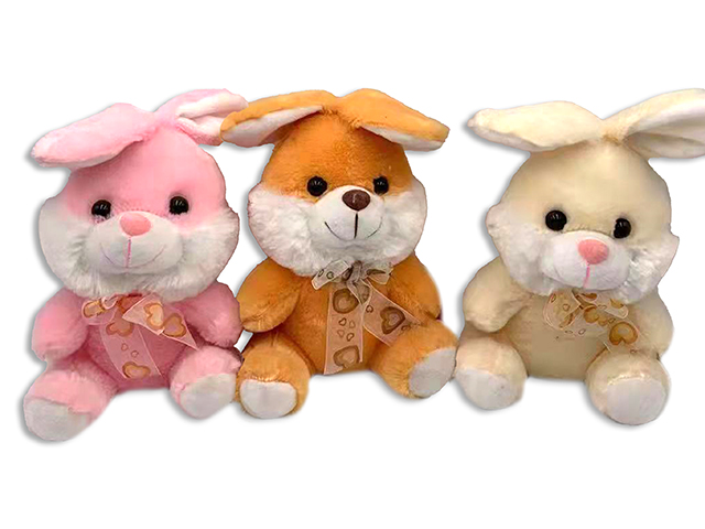 Easter Soft Plush Sitting Bunny with Bow - 11" ~ 3 assorted colors-0
