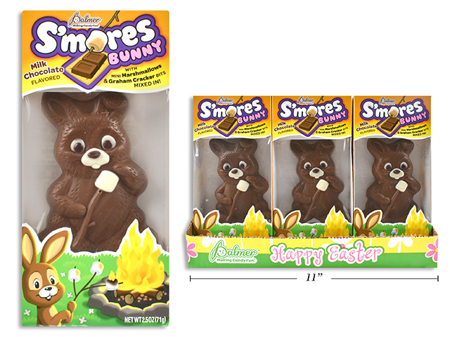 Easter S'mores Solid Chocolate Bunny with Marshmallows & Graham Cracker Bits ~ 71gram-0