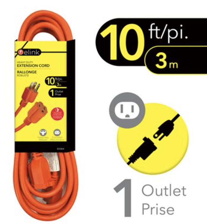 Outdoor Extension Cord w/1 Outlet ~ 10'-0