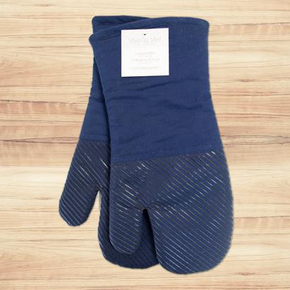 Oven Mitts with Silicone - 2 pieces ~ Navy-0