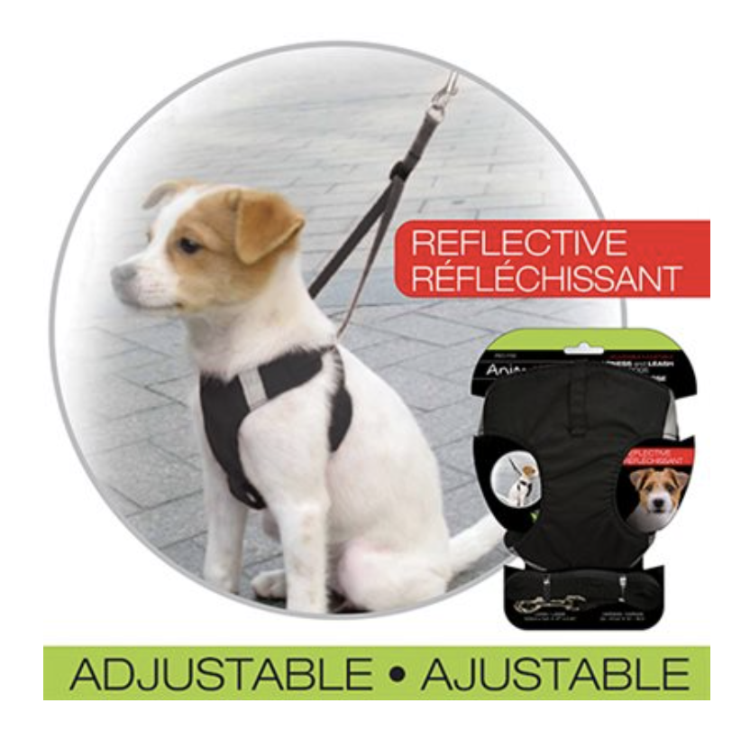 Animoos Black Reflective Harness & Leach Set for Small Dogs-0