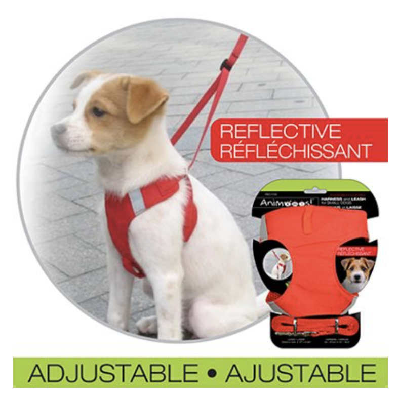 Animoos Red Reflective Harness & Leach Set for Small Dogs-0