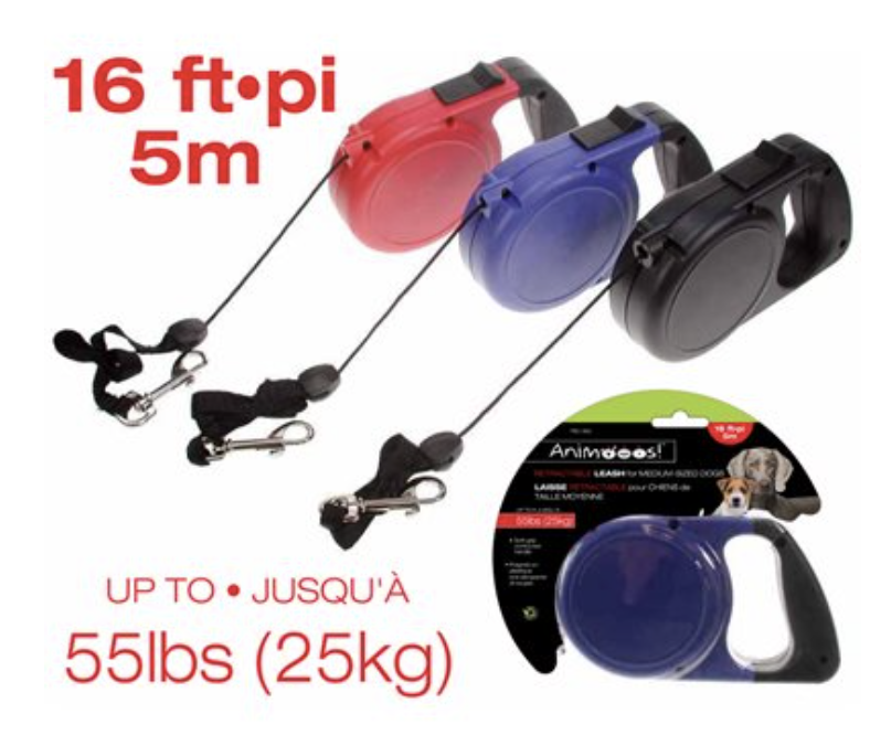 Animoos Retractable Leash for Medium Dogs up to 55lb ~ 16' long-0
