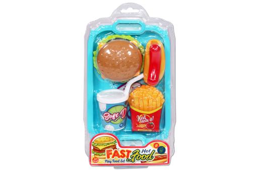 Fast Food Playset - Burger, Hot Dog, Fries and Drink on Tray-0