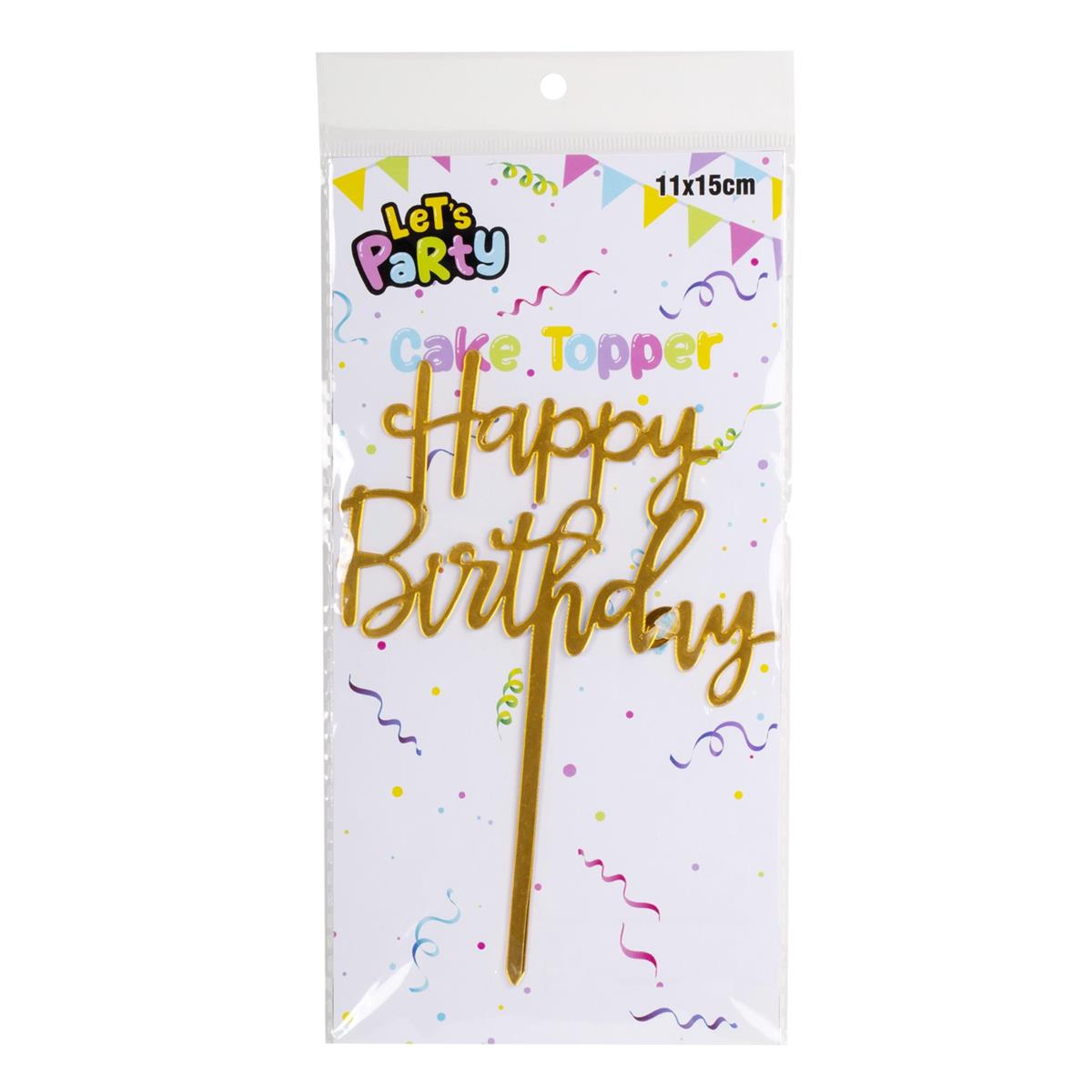 Let's Party "Happy Birthday" Acrylic Cake Topper-0