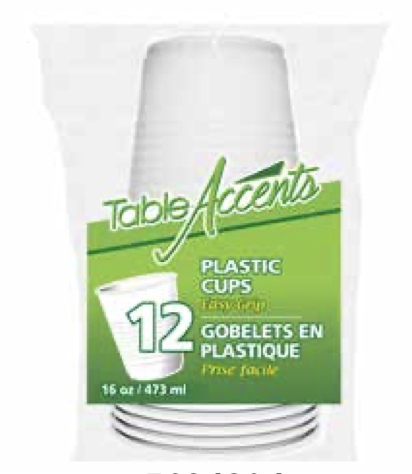 Table Accents Plastic White Cups with White Interior - 16oz ~ 12 per pack-0