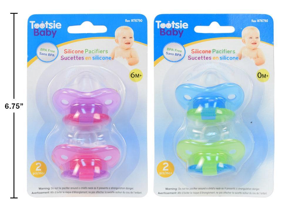 Tootsie Baby Silicone Pacifiers (0 & 6+ months) ~ 2 per pack-0