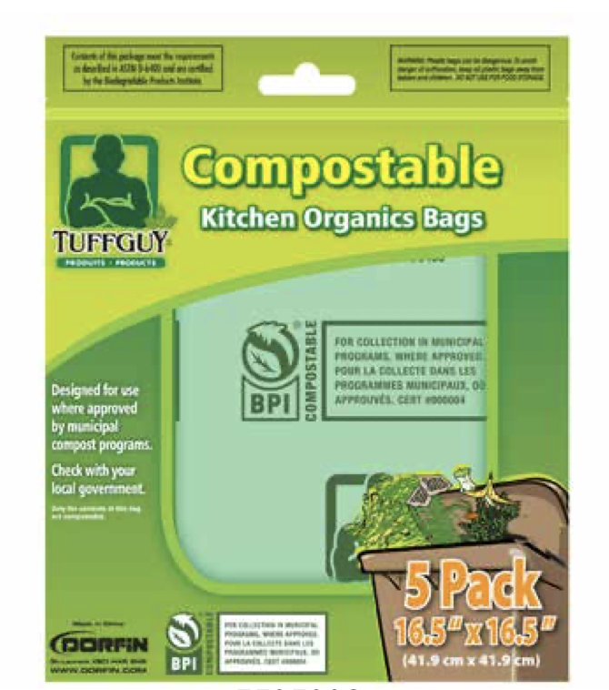 Tuff Guy Compostable Kitchen Organic Bags - 16.5" x 16.5" ~ 5 per pack-0