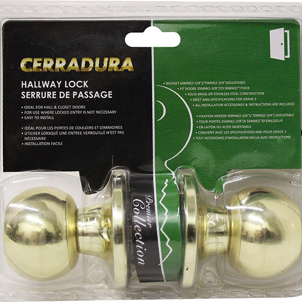Cerradura Knob Hallway Lock ~ Brass-0