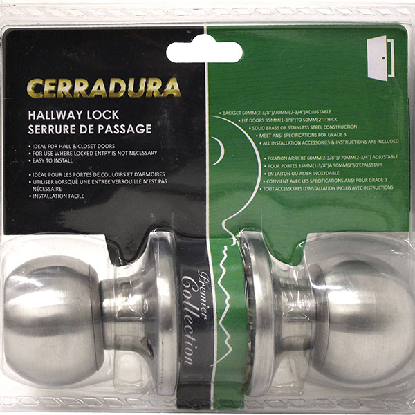 Cerradura Knob Hallway Lock ~ Satin-0